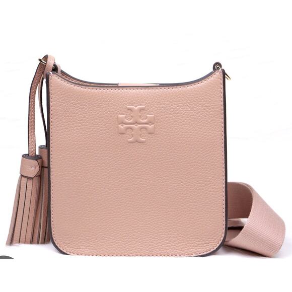 Tory Burch Thea Pink Moon Web Shoulder Bag Crossbody Purse Messenger - Picture 1 of 6